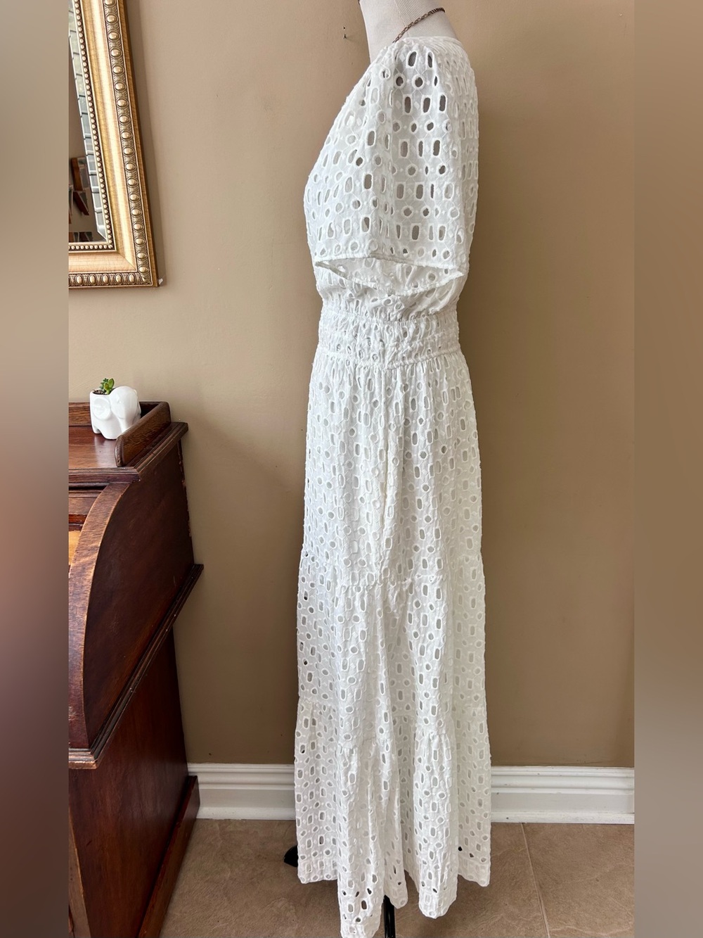 Anthropologie The Somerset Short Sleeve Maxi Dress White Eyelet Edition Size XL - Picture 8 of 16
